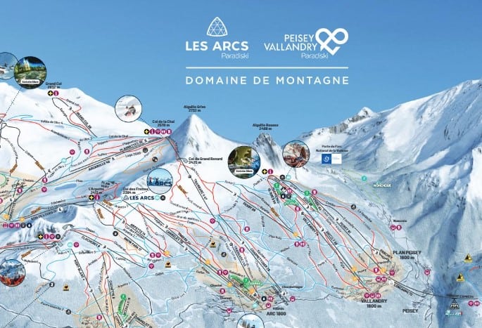 Les Arcs Plan des pistes des Arcs